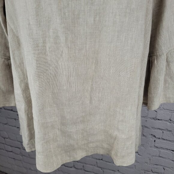 Crown Linen Beige 100% European Linen 3/4 Bell Sleeve Tunic Top Size Small S - Picture 10 of 15